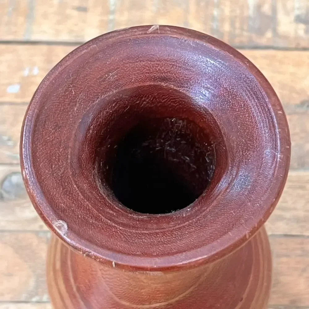 Mid Century Modern Hand Turned Wooden Vase 10.5